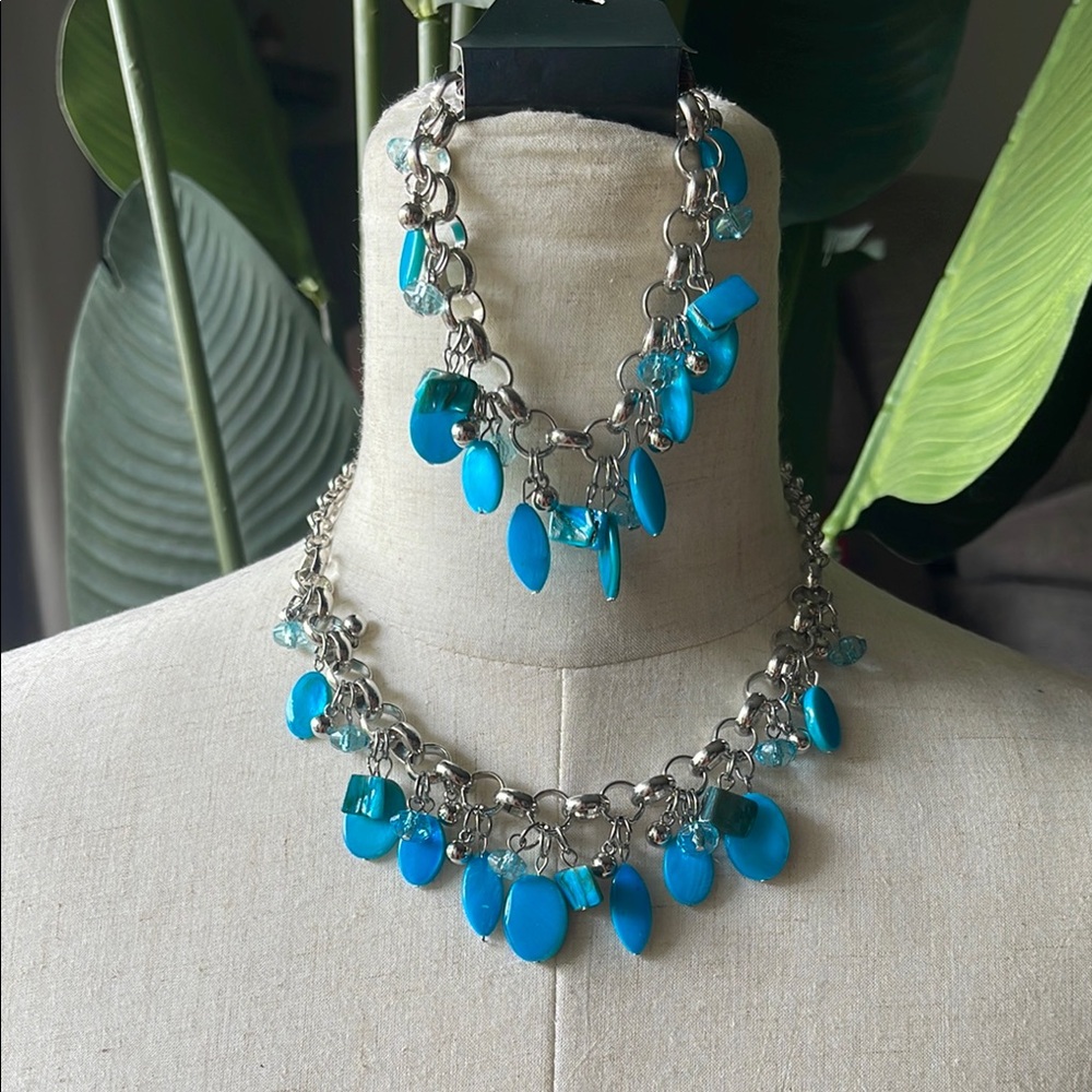 Blue Charm Necklace Set
